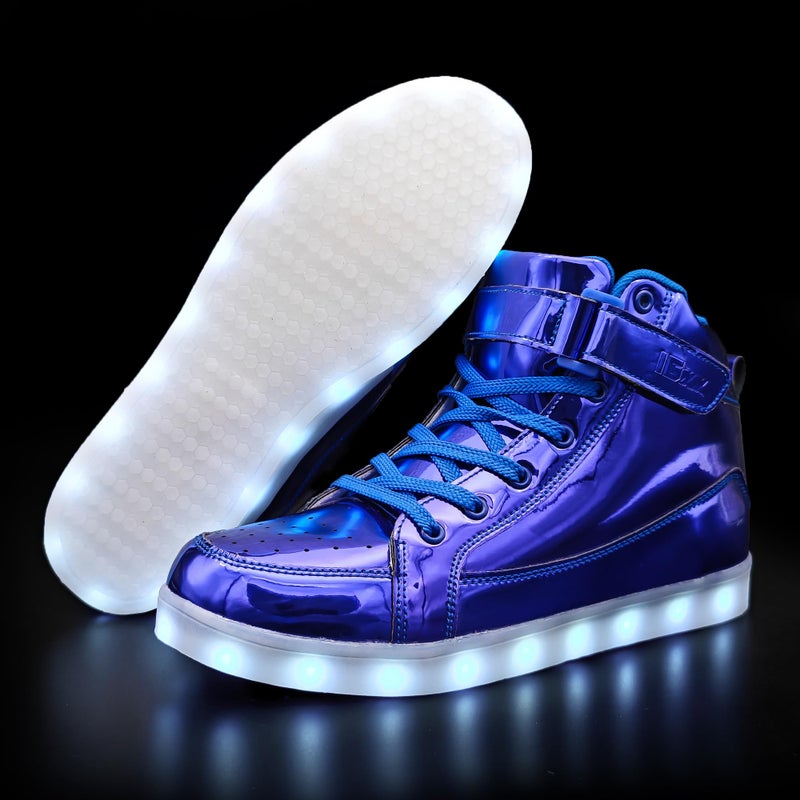IGxx Men Light Up Shoes LED Women Lights High Top Fashion Sneakers Lighted Glowing Sparkly Disco Shiny Sequin Boots Blue 5 - Image 5